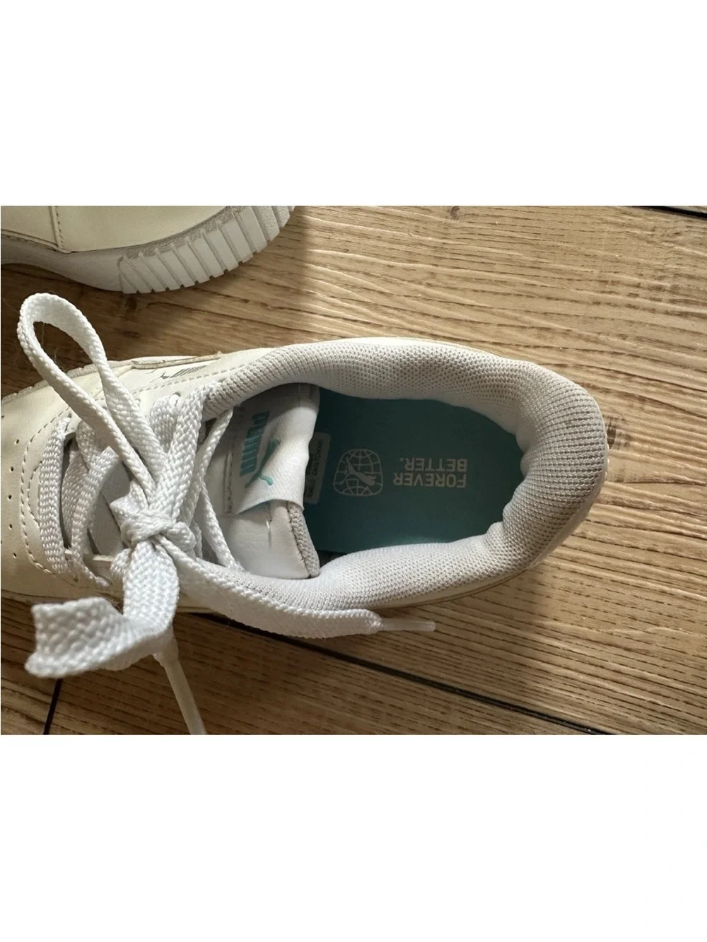 Kids White Platform Sneakers with Iridescent Accent